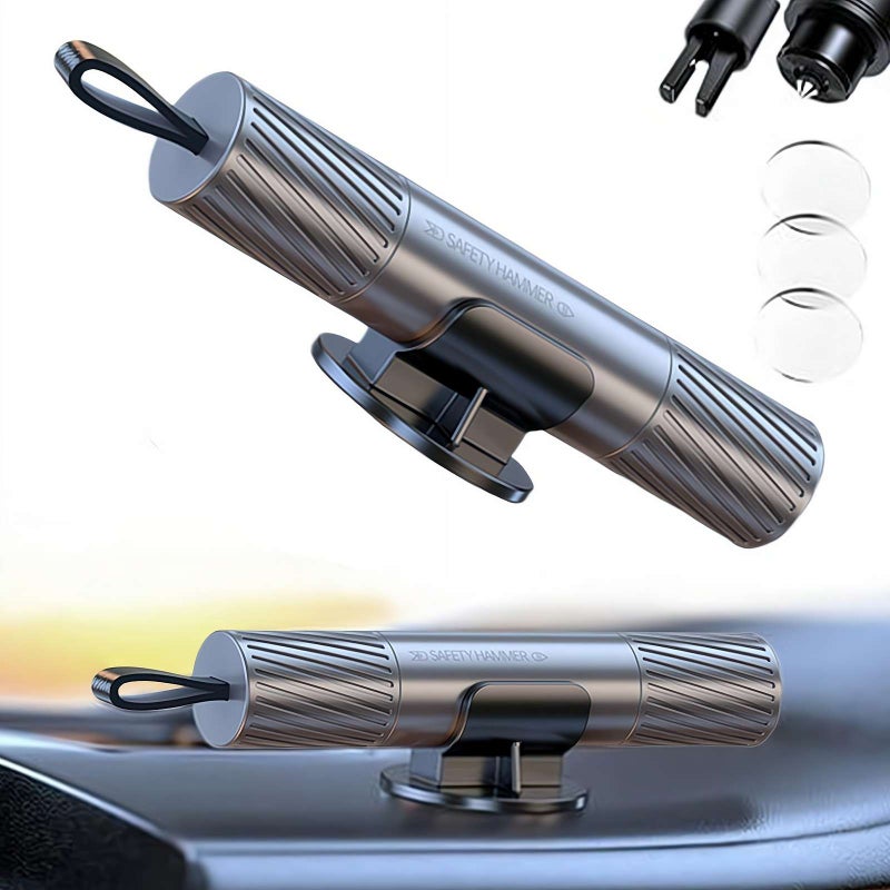 Tactical Car Emergency Escape Tool - Spring-Loaded Window Breaker & Seatbelt Cutter, 20KGF Impact Force, Underwater Use, Aluminum Alloy Life Saver with Mount Base - Image 1